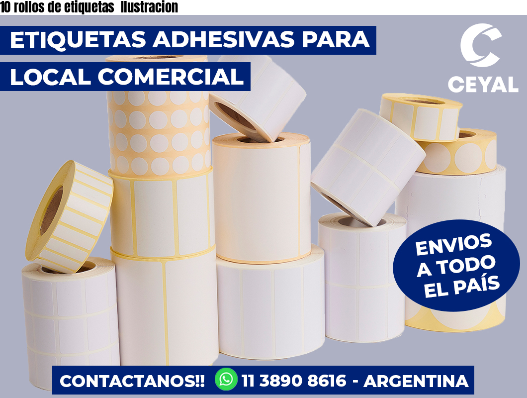 10 rollos de etiquetas  Ilustracion