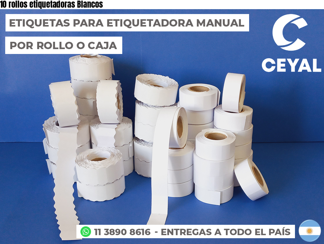 10 rollos etiquetadoras Blancos