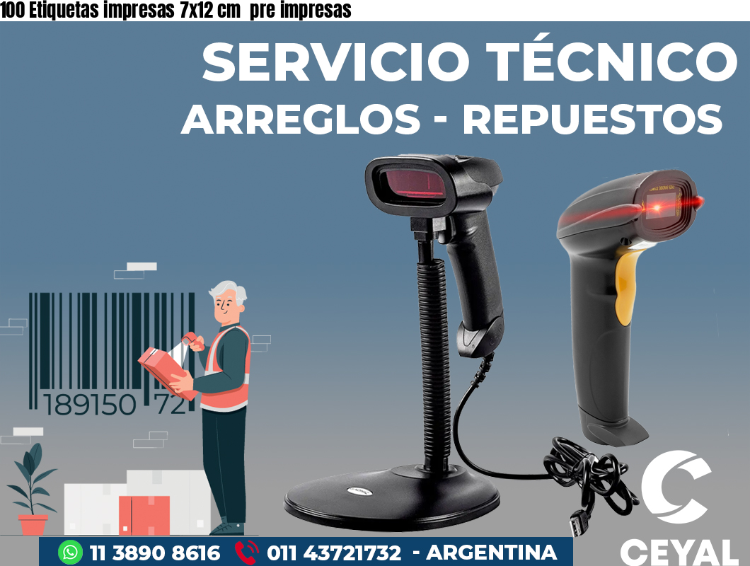 100 Etiquetas impresas 7x12 cm  pre impresas
