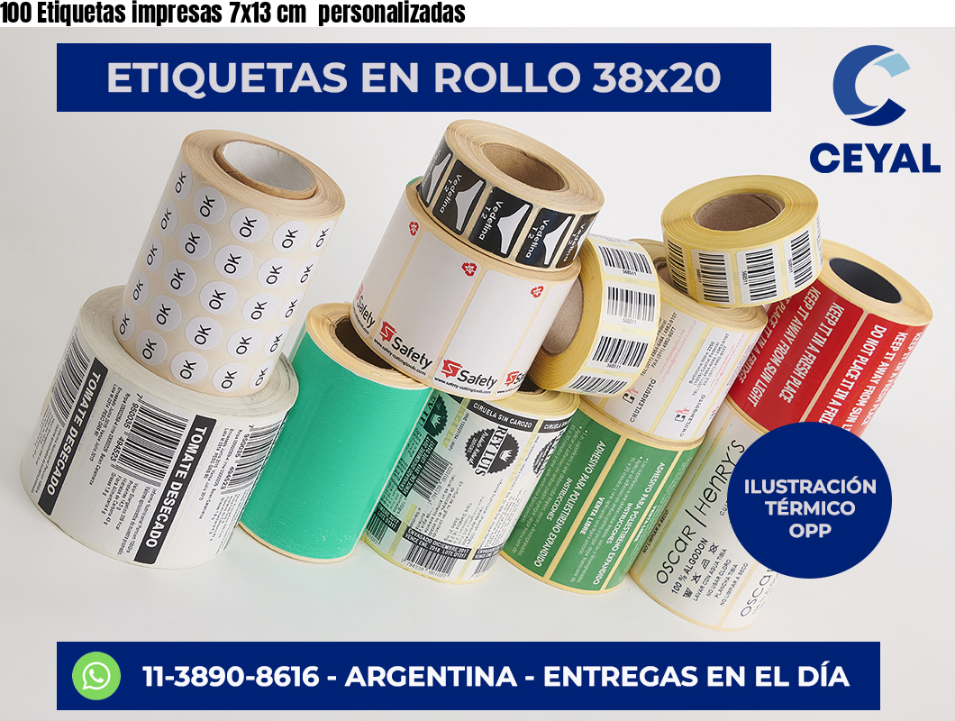 100 Etiquetas impresas 7×13 cm  personalizadas