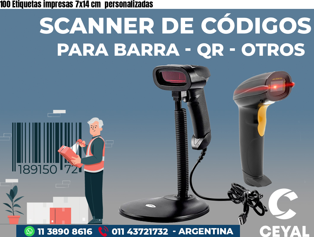 100 Etiquetas impresas 7x14 cm  personalizadas