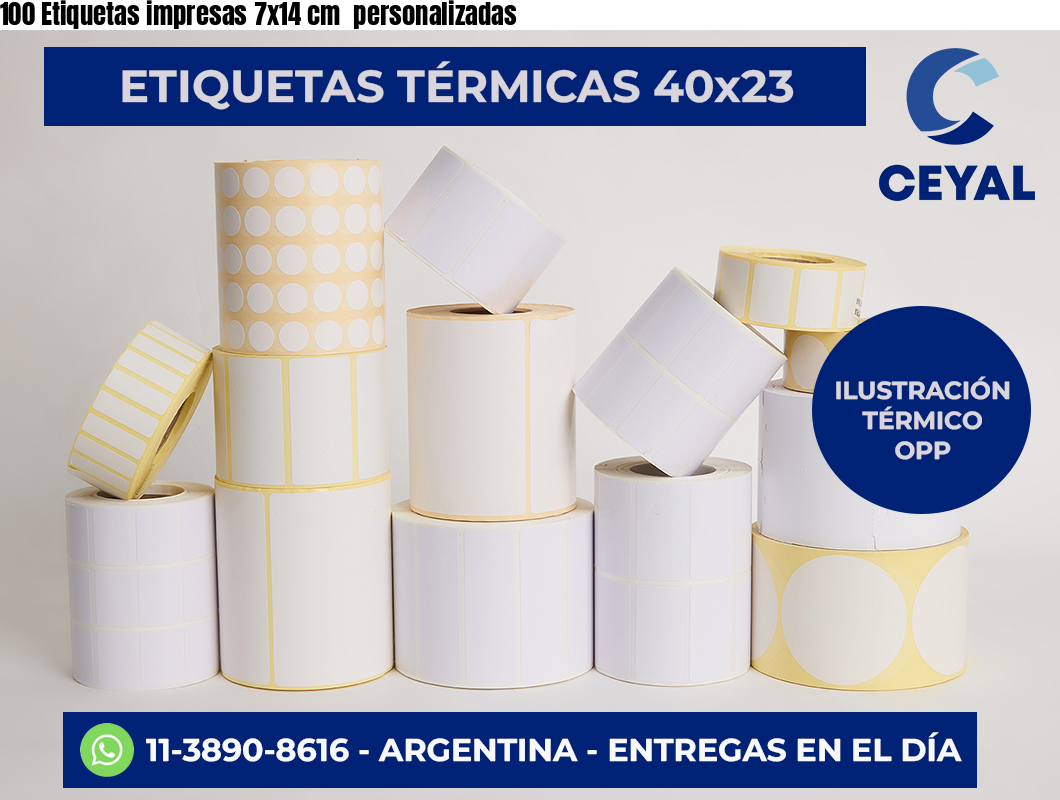 100 Etiquetas impresas 7×14 cm  personalizadas
