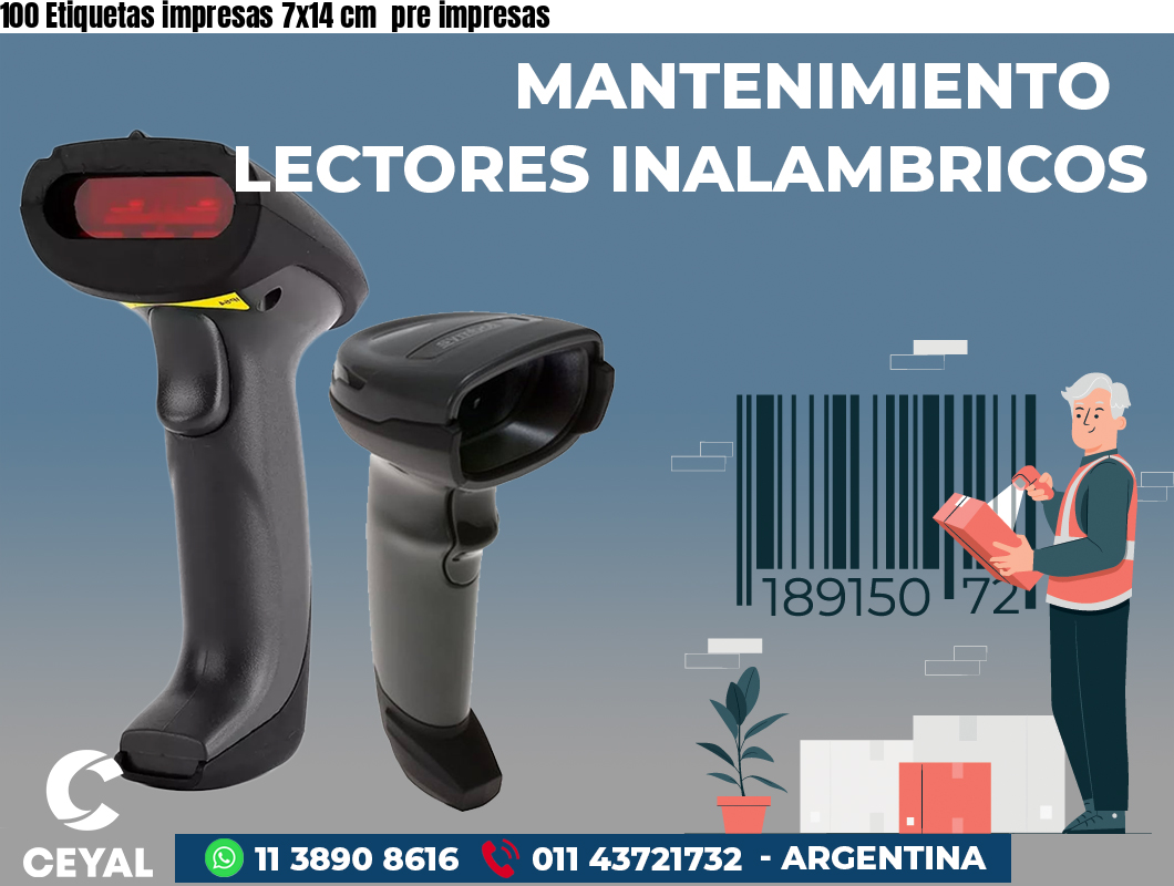 100 Etiquetas impresas 7x14 cm  pre impresas