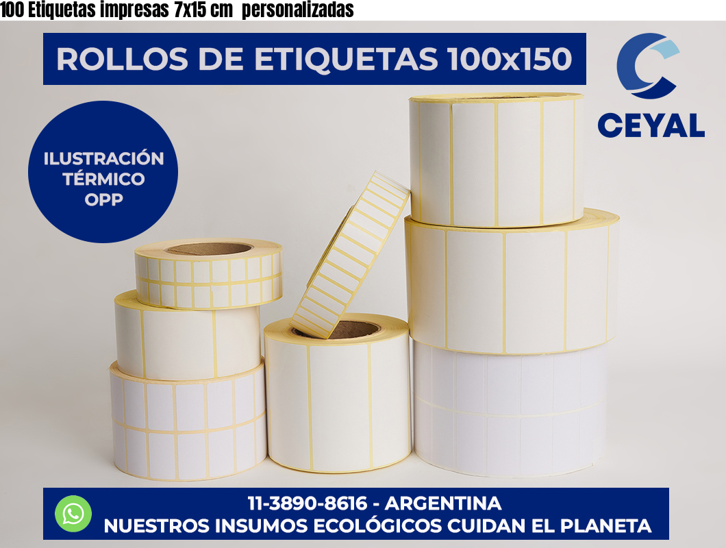100 Etiquetas impresas 7×15 cm  personalizadas