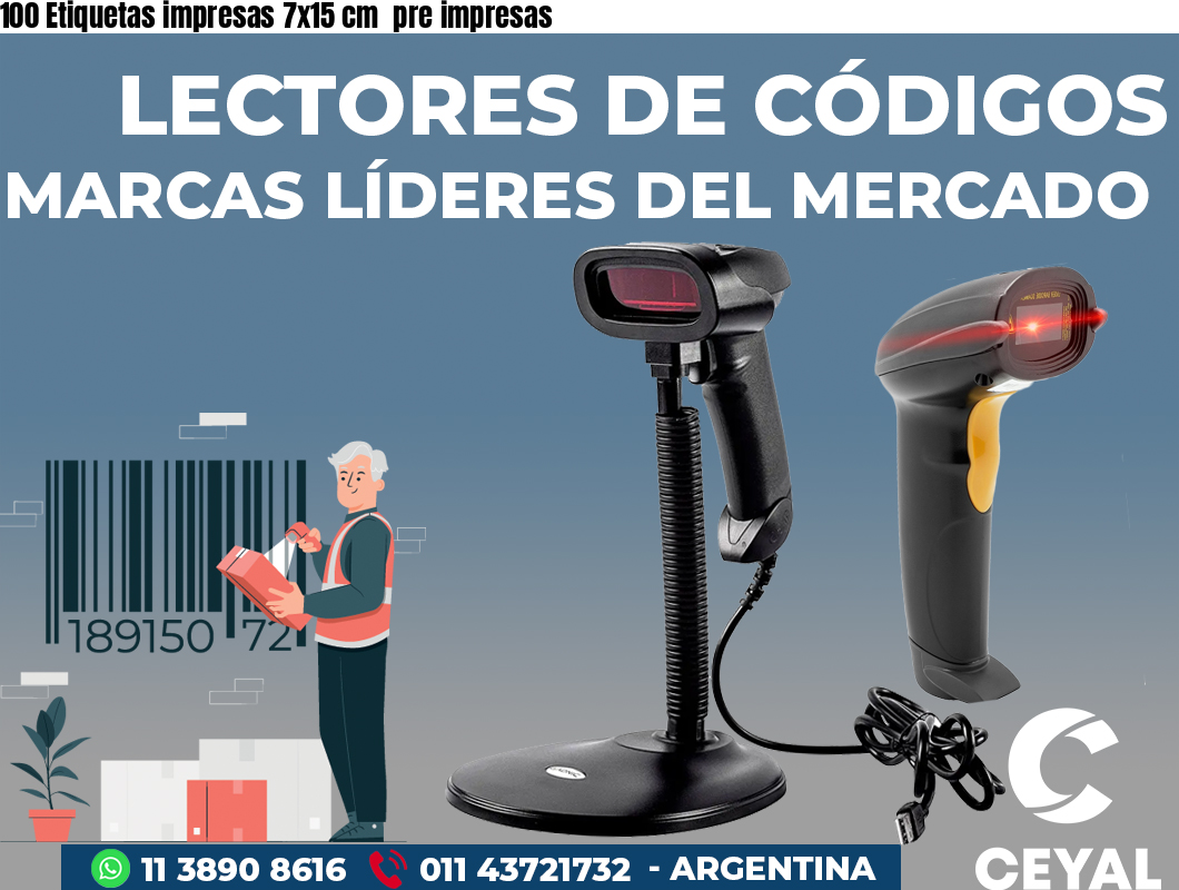 100 Etiquetas impresas 7x15 cm  pre impresas