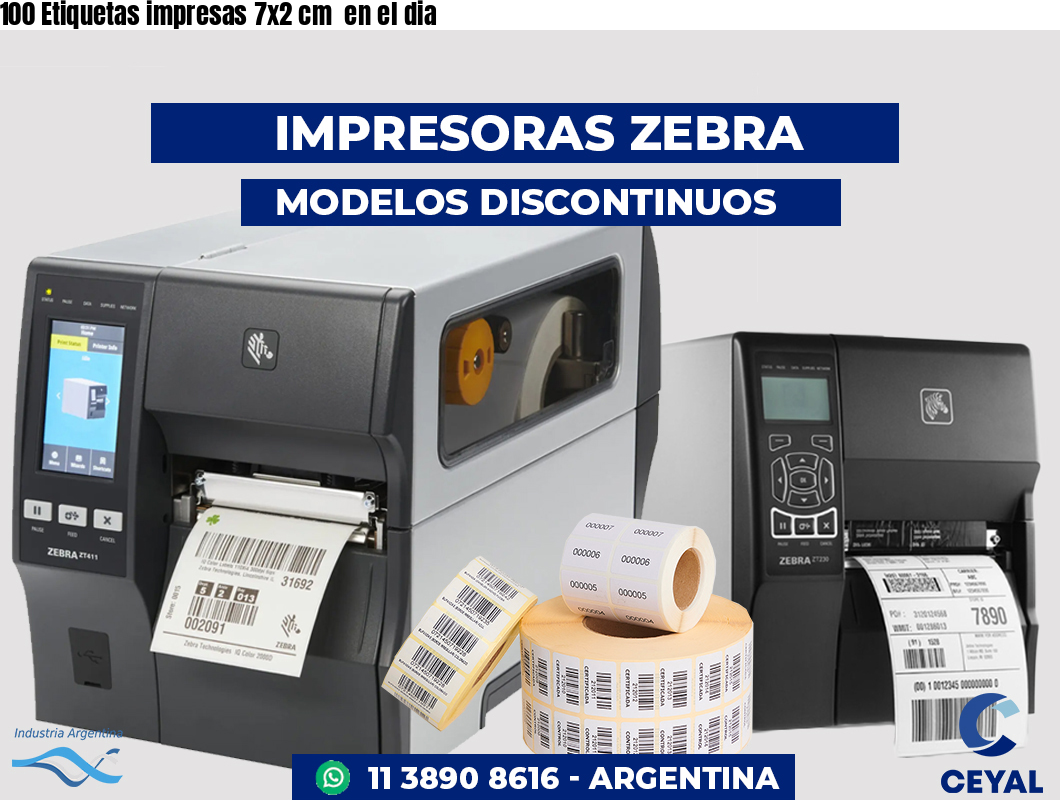 100 Etiquetas impresas 7x2 cm  en el dia