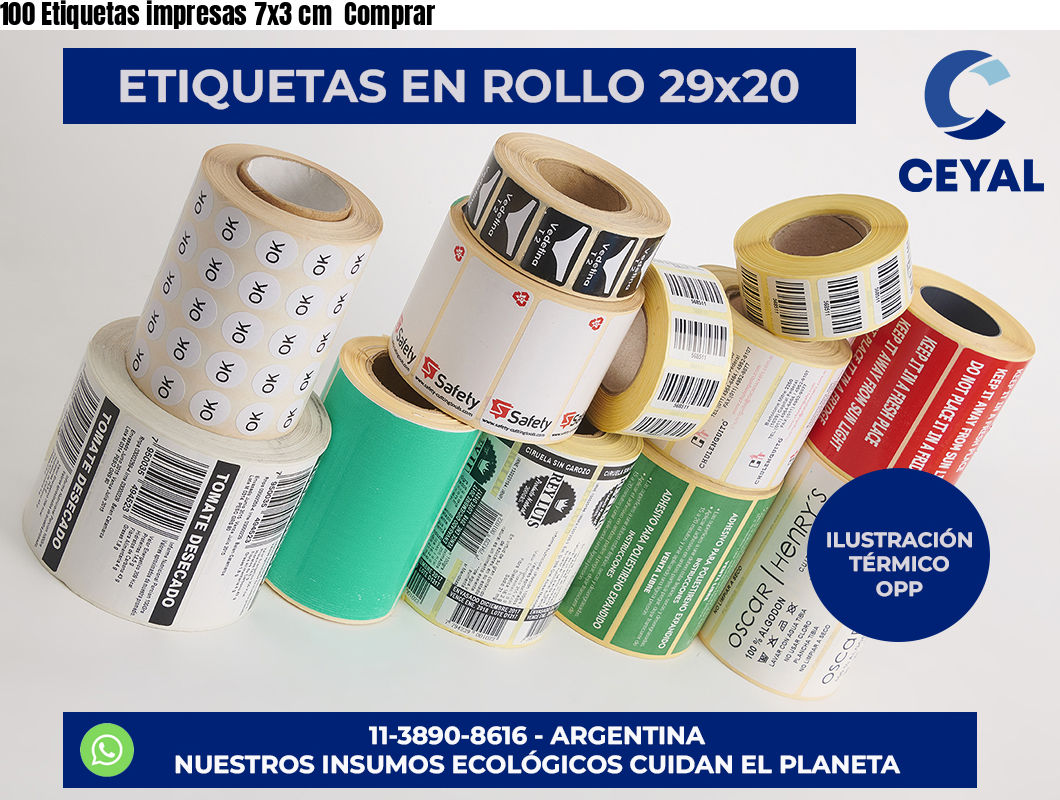 100 Etiquetas impresas 7×3 cm  Comprar