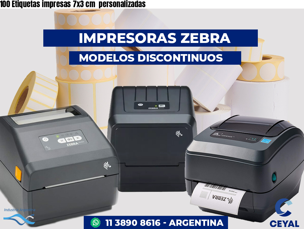 100 Etiquetas impresas 7x3 cm  personalizadas