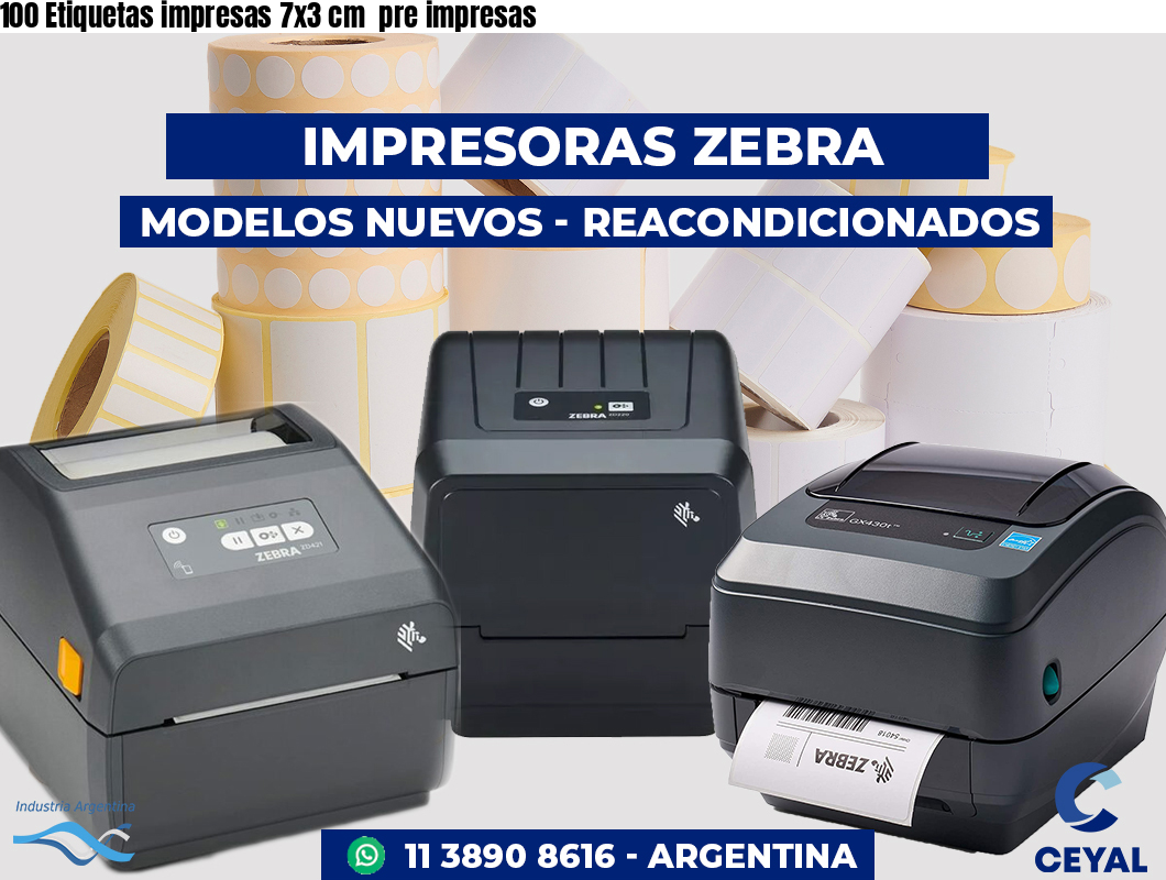 100 Etiquetas impresas 7x3 cm  pre impresas