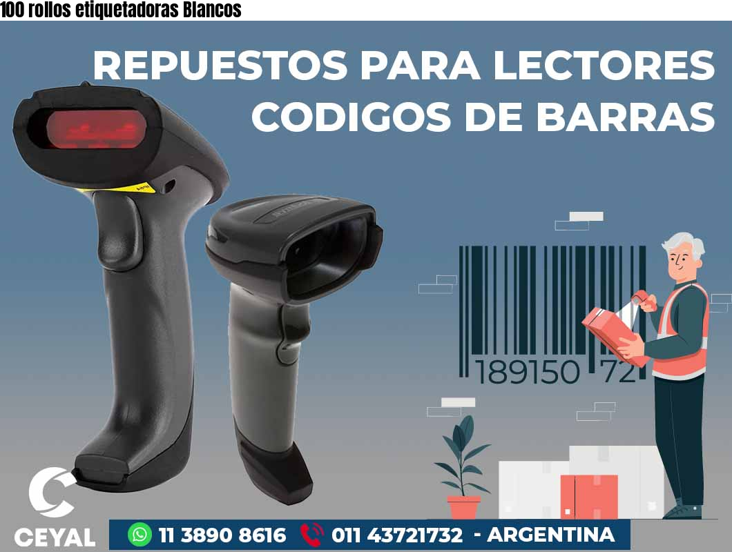 100 rollos etiquetadoras Blancos