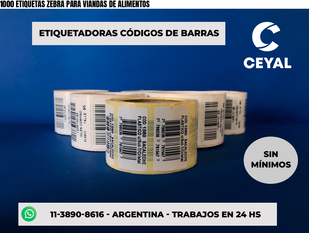 1000 ETIQUETAS ZEBRA PARA VIANDAS DE ALIMENTOS