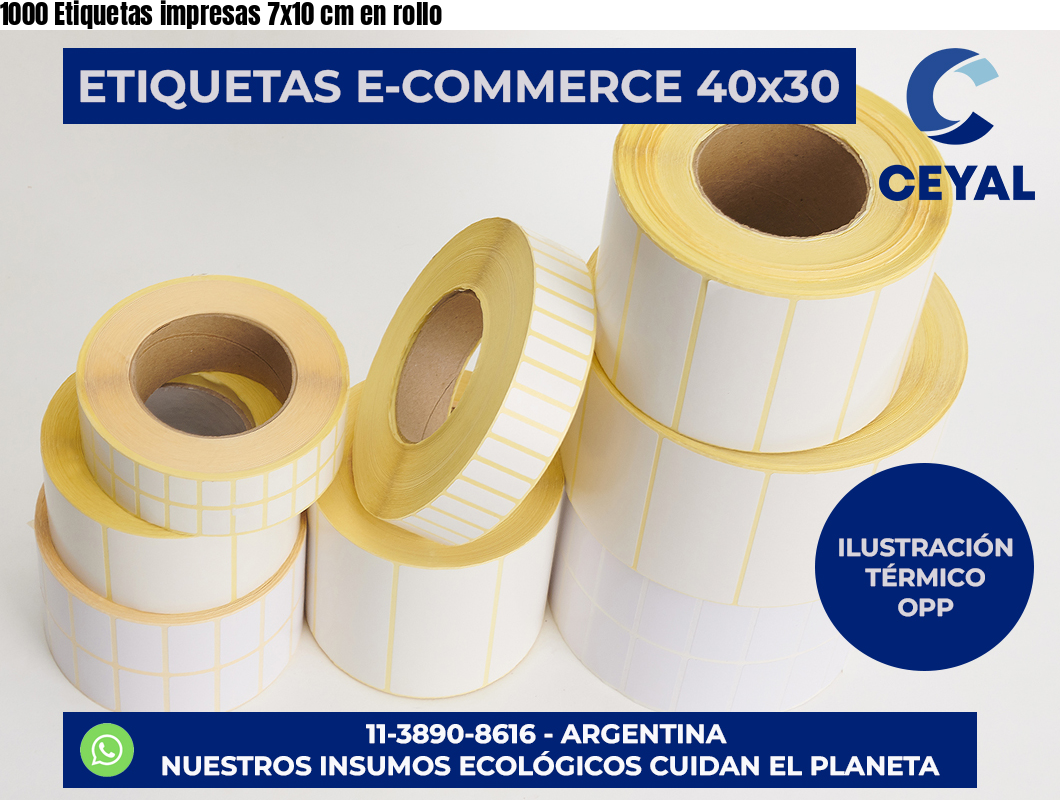 1000 Etiquetas impresas 7×10 cm en rollo