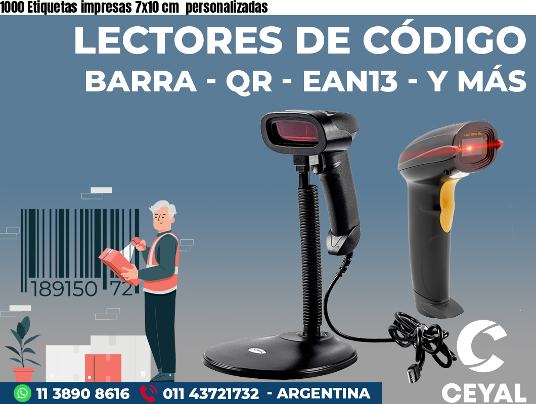 1000 Etiquetas impresas 7x10 cm  personalizadas