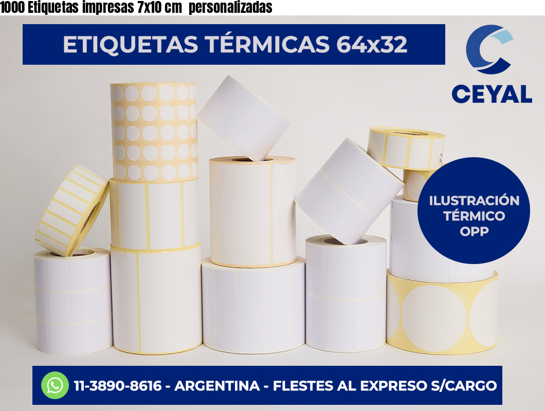1000 Etiquetas impresas 7×10 cm  personalizadas