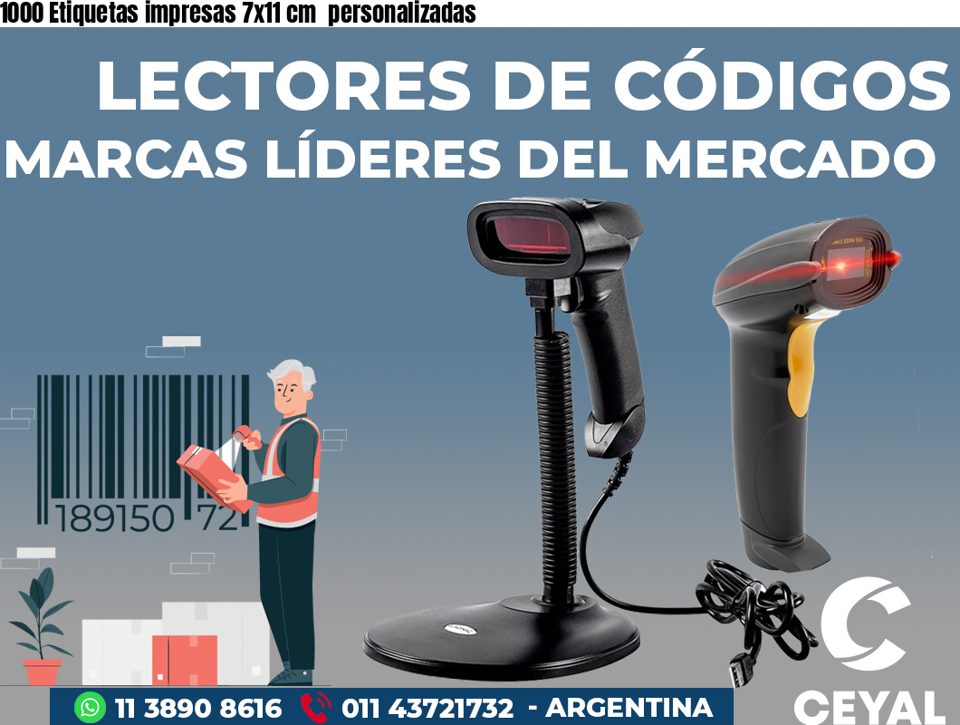 1000 Etiquetas impresas 7x11 cm  personalizadas
