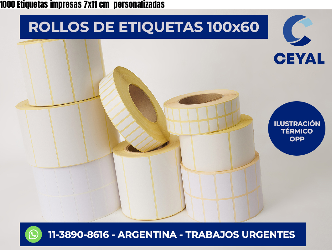 1000 Etiquetas impresas 7×11 cm  personalizadas