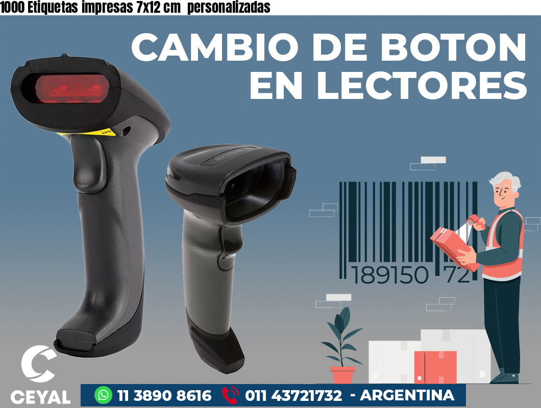 1000 Etiquetas impresas 7x12 cm  personalizadas