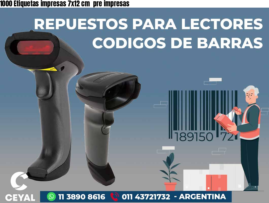 1000 Etiquetas impresas 7x12 cm  pre impresas