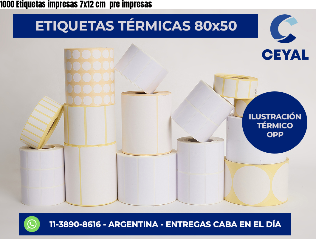 1000 Etiquetas impresas 7×12 cm  pre impresas
