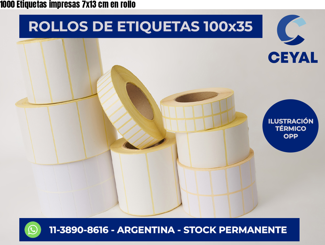 1000 Etiquetas impresas 7×13 cm en rollo