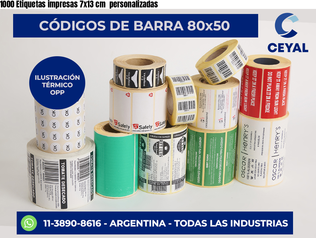 1000 Etiquetas impresas 7×13 cm  personalizadas
