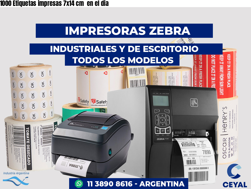 1000 Etiquetas impresas 7x14 cm  en el dia