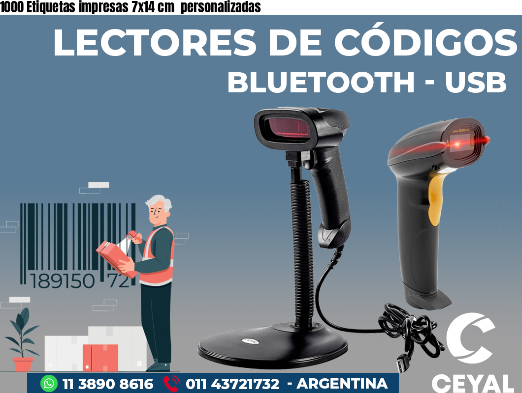 1000 Etiquetas impresas 7x14 cm  personalizadas