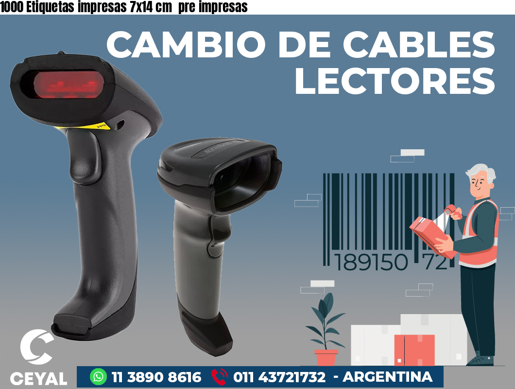 1000 Etiquetas impresas 7x14 cm  pre impresas