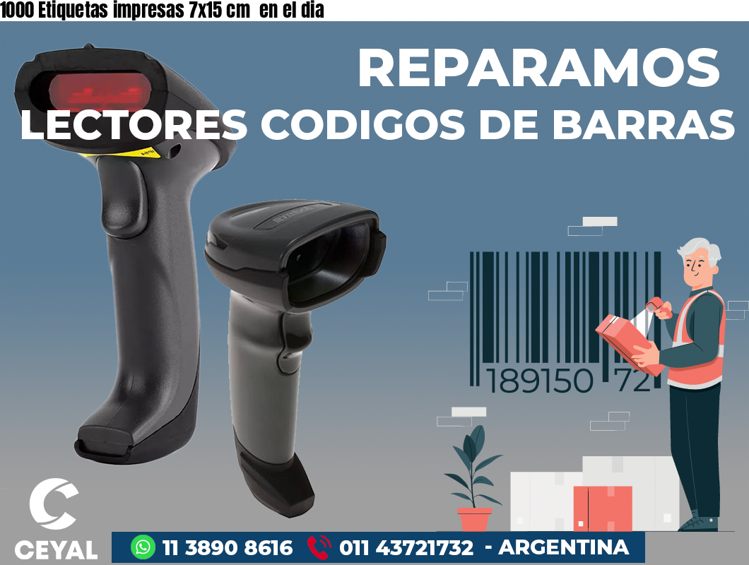 1000 Etiquetas impresas 7x15 cm  en el dia