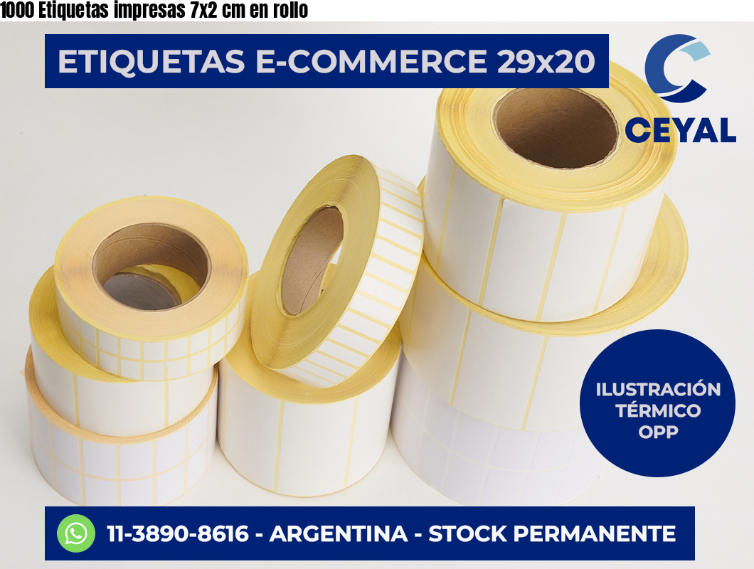 1000 Etiquetas impresas 7×2 cm en rollo