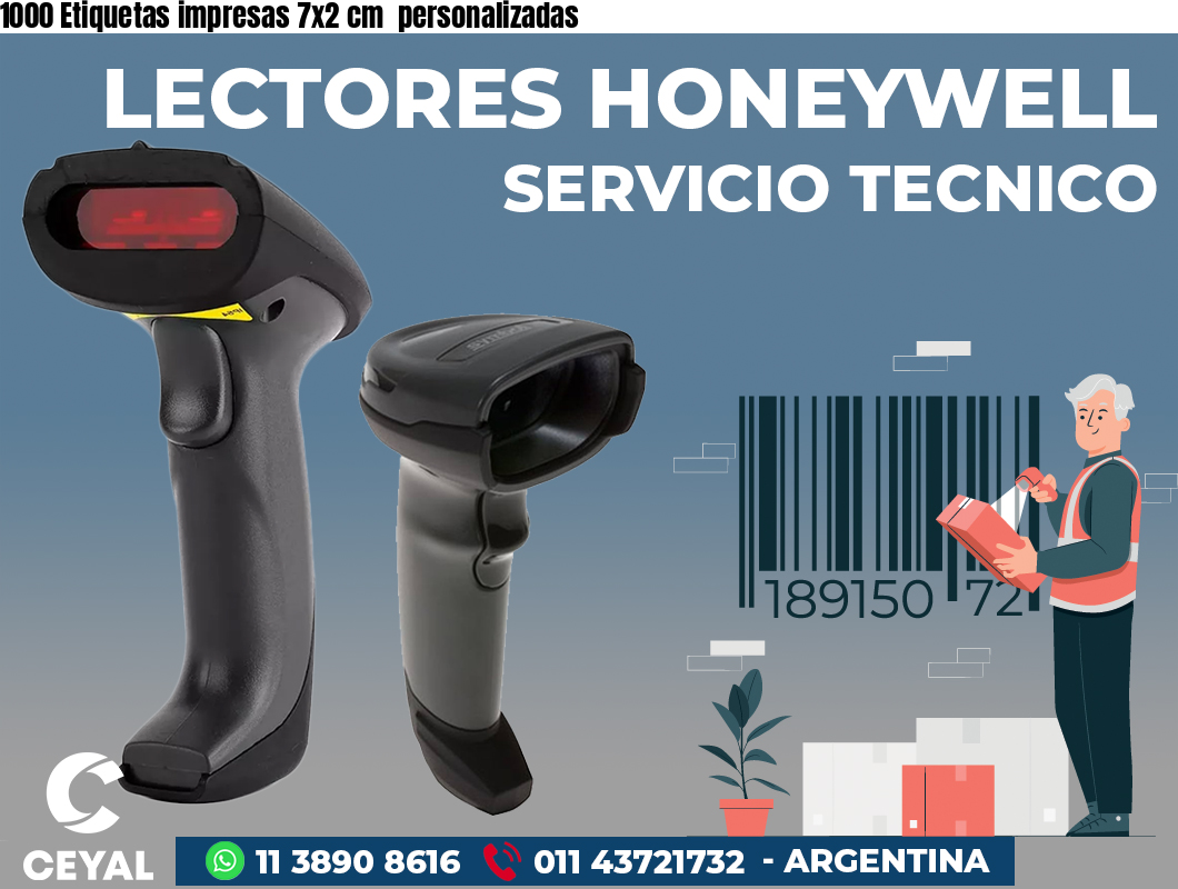 1000 Etiquetas impresas 7x2 cm  personalizadas