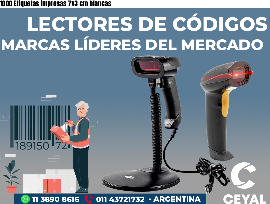 1000 Etiquetas impresas 7x3 cm blancas