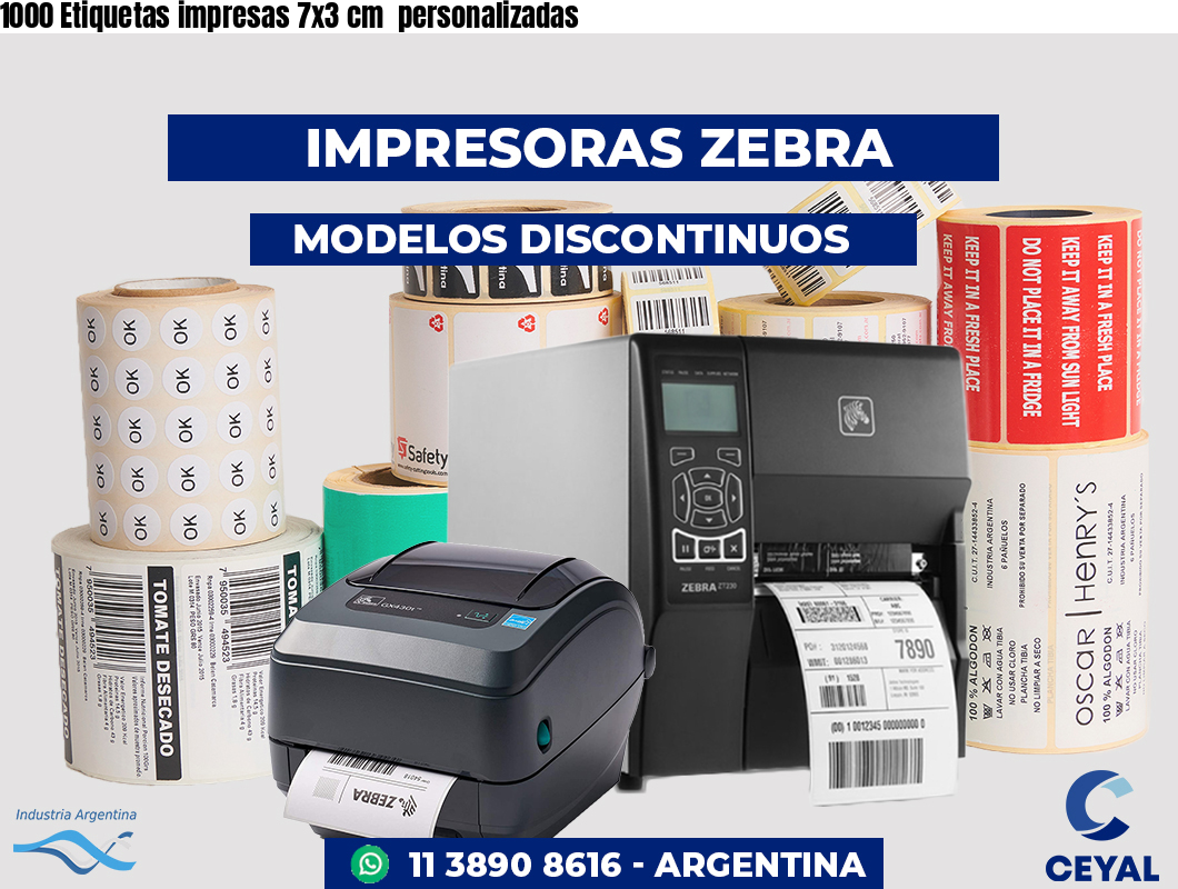 1000 Etiquetas impresas 7x3 cm  personalizadas