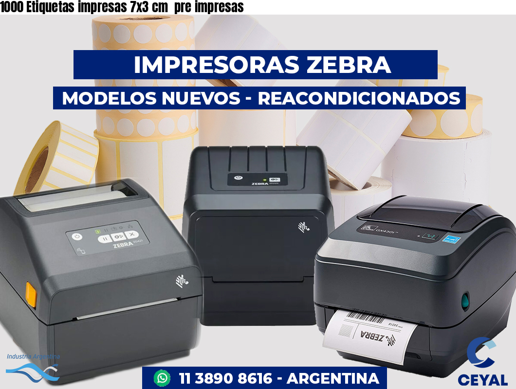 1000 Etiquetas impresas 7x3 cm  pre impresas