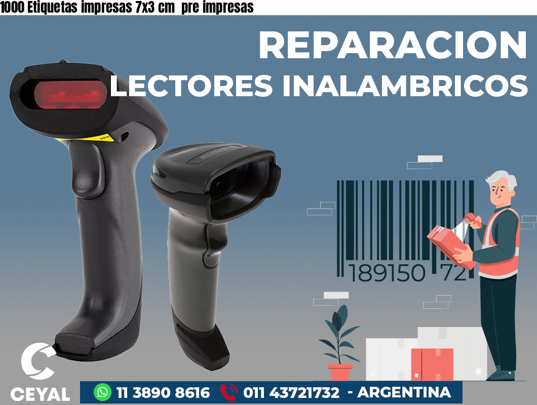 1000 Etiquetas impresas 7x3 cm  pre impresas
