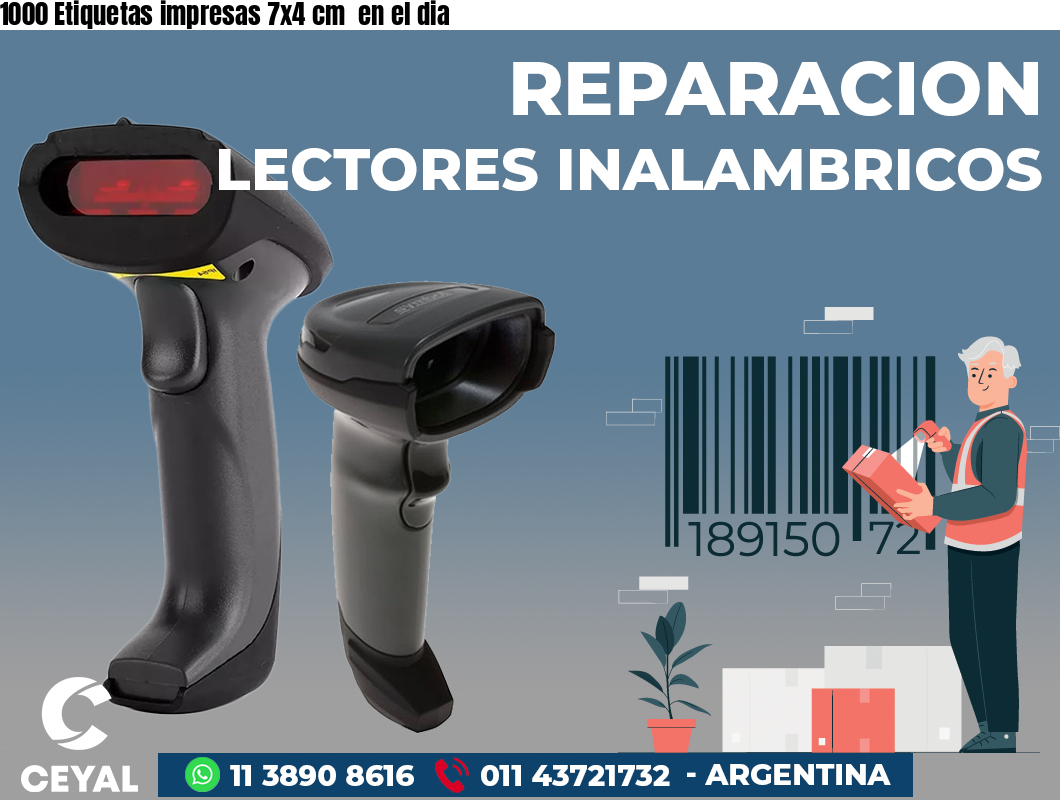 1000 Etiquetas impresas 7x4 cm  en el dia