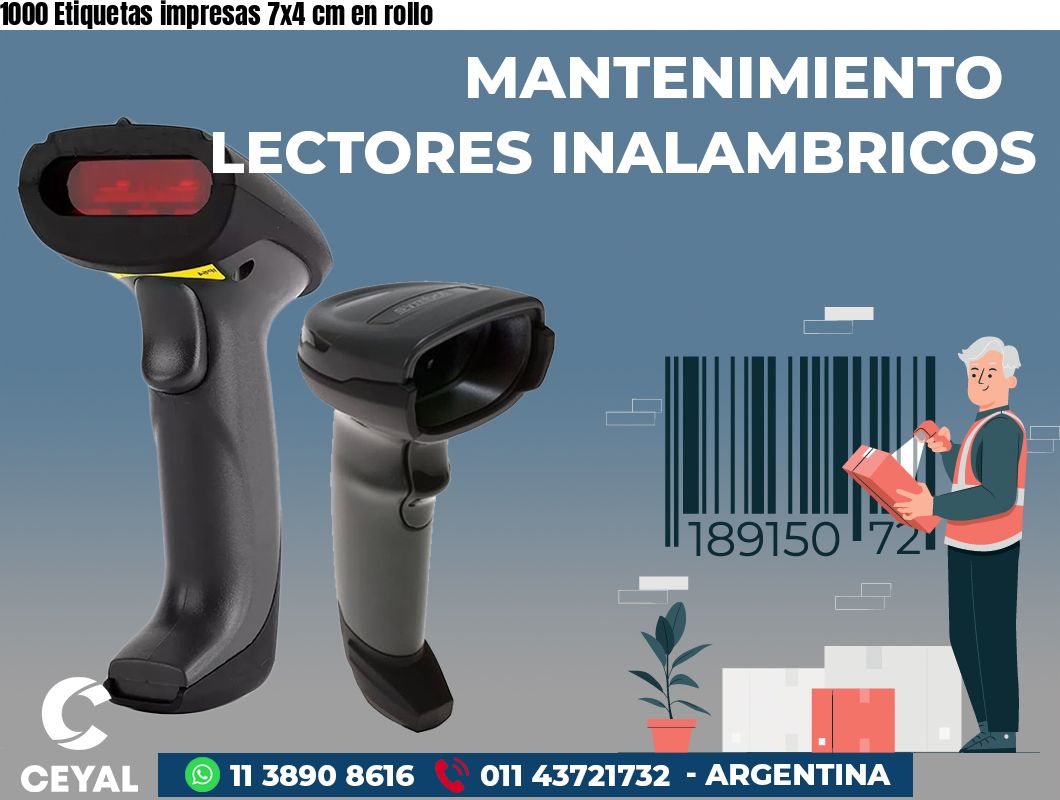 1000 Etiquetas impresas 7x4 cm en rollo