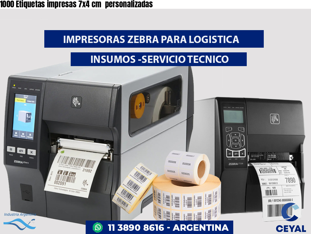 1000 Etiquetas impresas 7x4 cm  personalizadas