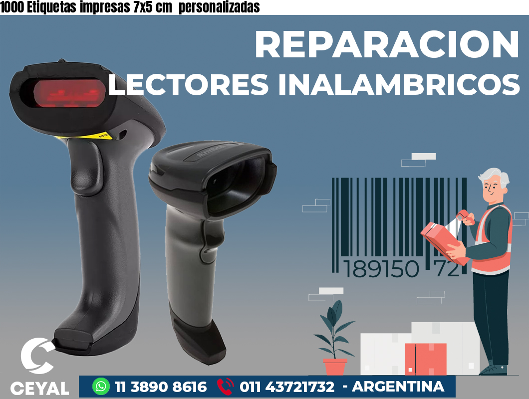 1000 Etiquetas impresas 7x5 cm  personalizadas