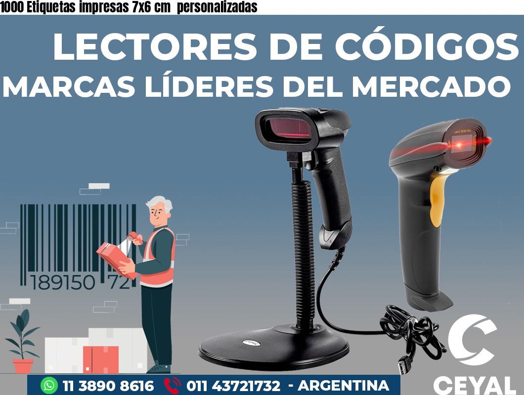 1000 Etiquetas impresas 7x6 cm  personalizadas