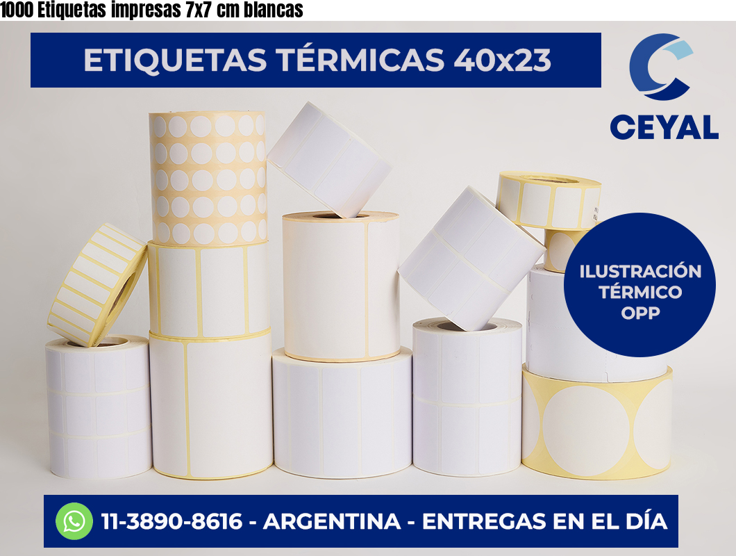 1000 Etiquetas impresas 7×7 cm blancas