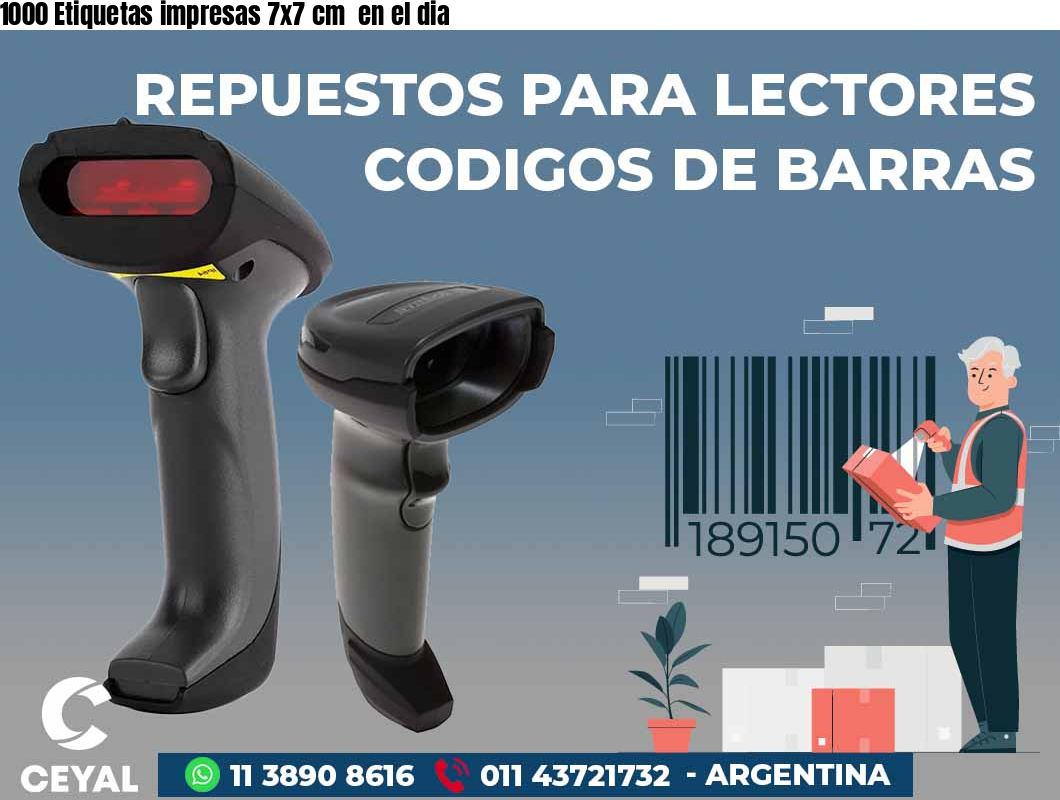 1000 Etiquetas impresas 7x7 cm  en el dia