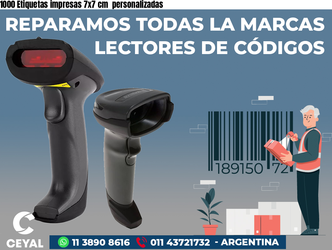 1000 Etiquetas impresas 7x7 cm personalizadas
