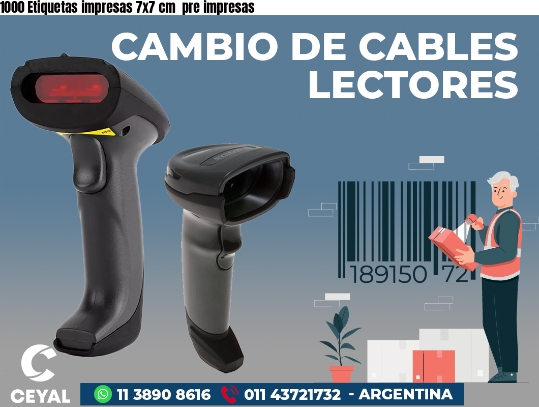 1000 Etiquetas impresas 7x7 cm  pre impresas