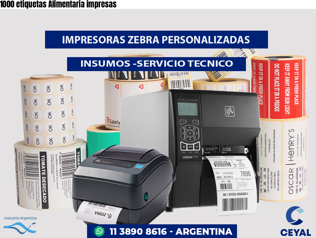 1000 etiquetas Alimentaria impresas