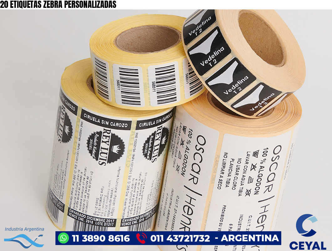 20 ETIQUETAS ZEBRA PERSONALIZADAS