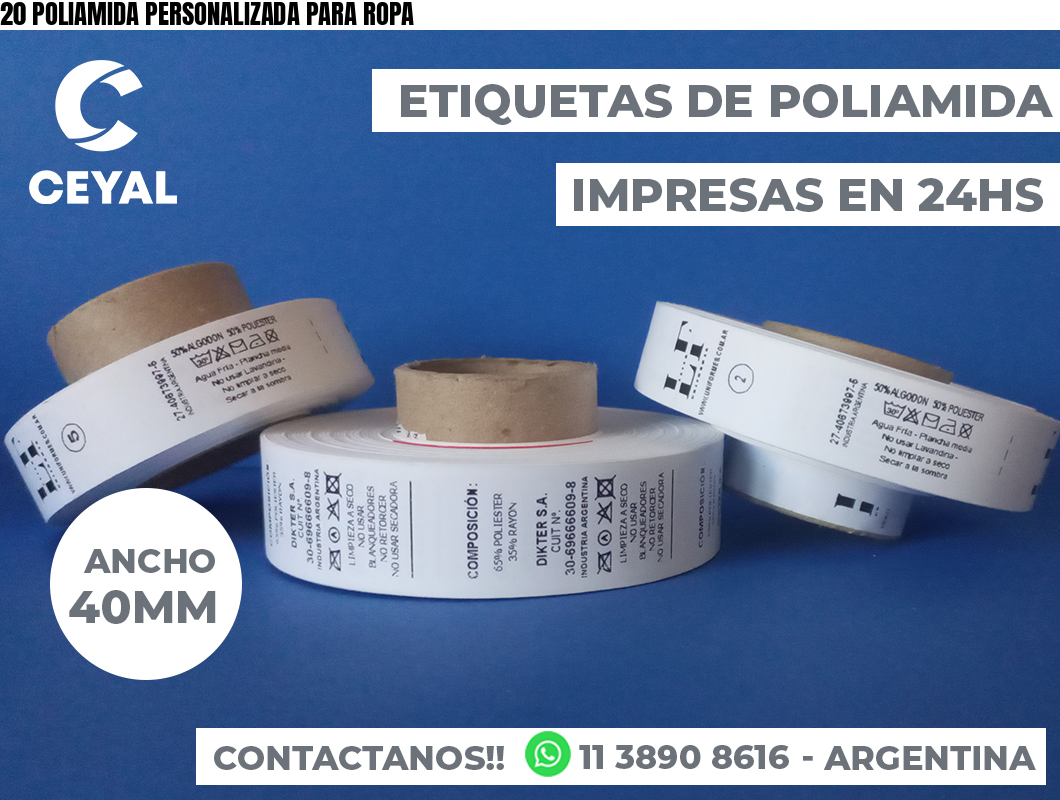 20 POLIAMIDA PERSONALIZADA PARA ROPA