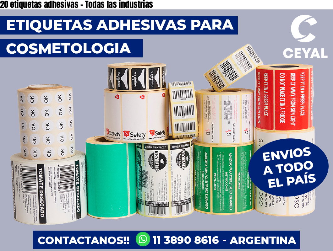 20 etiquetas adhesivas - Todas las industrias