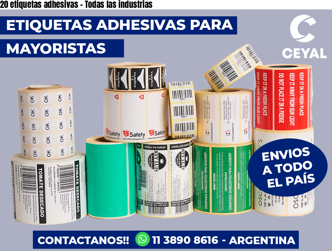 20 etiquetas adhesivas - Todas las industrias