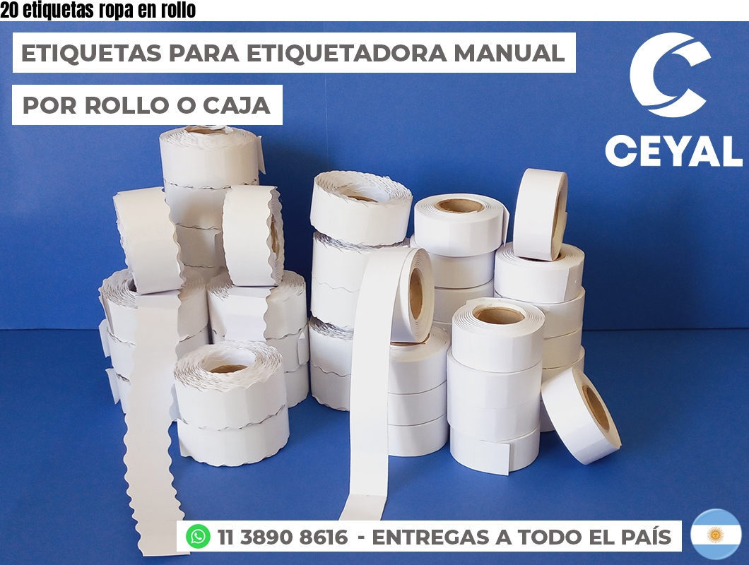 20 etiquetas ropa en rollo